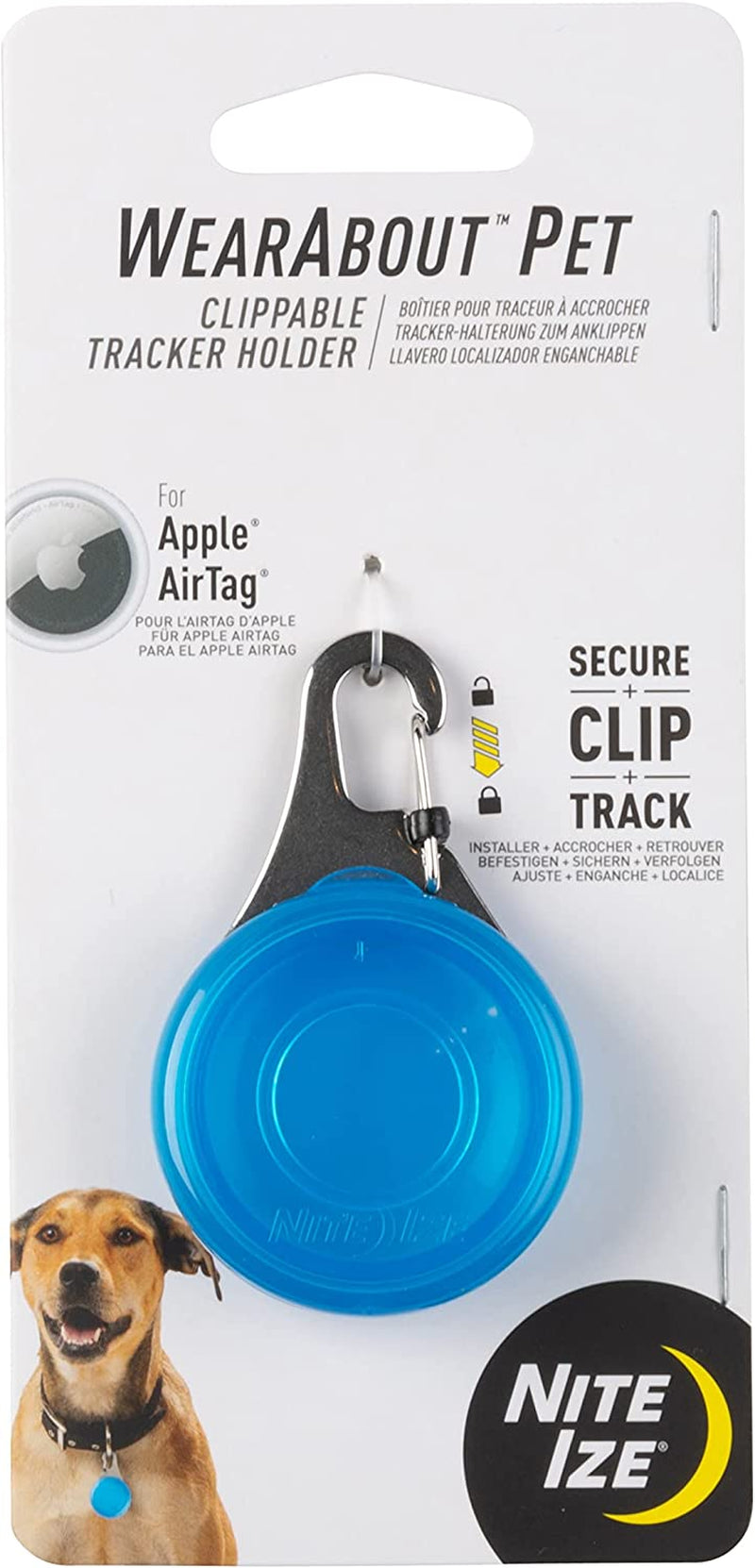Nite Ize, Inc. WATP-03T-R6 Nite IZE Wearabout Clippable, Apple Airtag Locking Carabiner for Pets, Blue Tracker Holder  Nite Ize, Inc.   