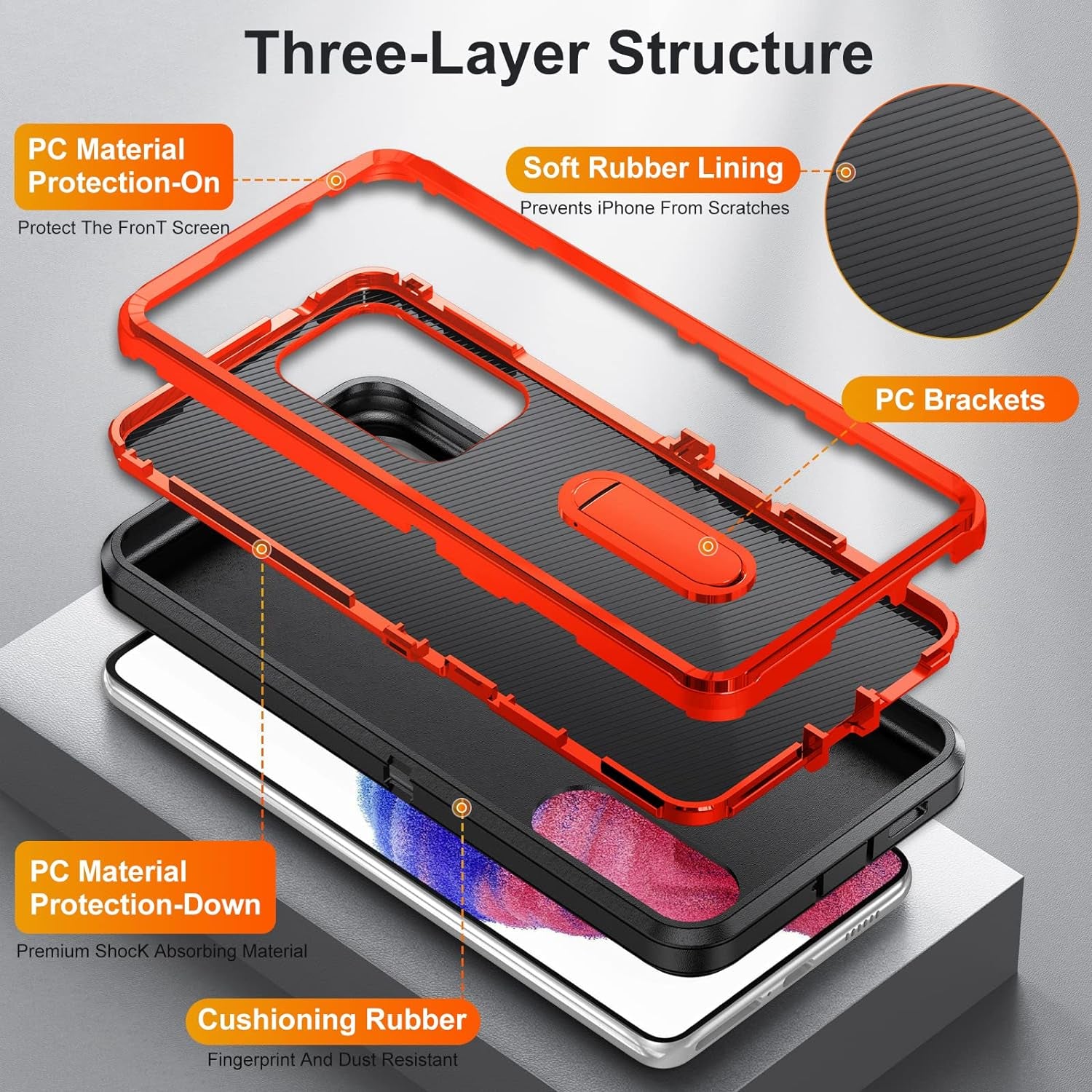 Idweel Galaxy A53 5G Case with Build-In Kickstand(2022), Heavy Duty Protection Shockproof Anti-Scratch Rugged Slim Fit Protective Durable Case Hard Cover for Samsung Galaxcy A53 5G 6.5",Black/Orange  IDweel   