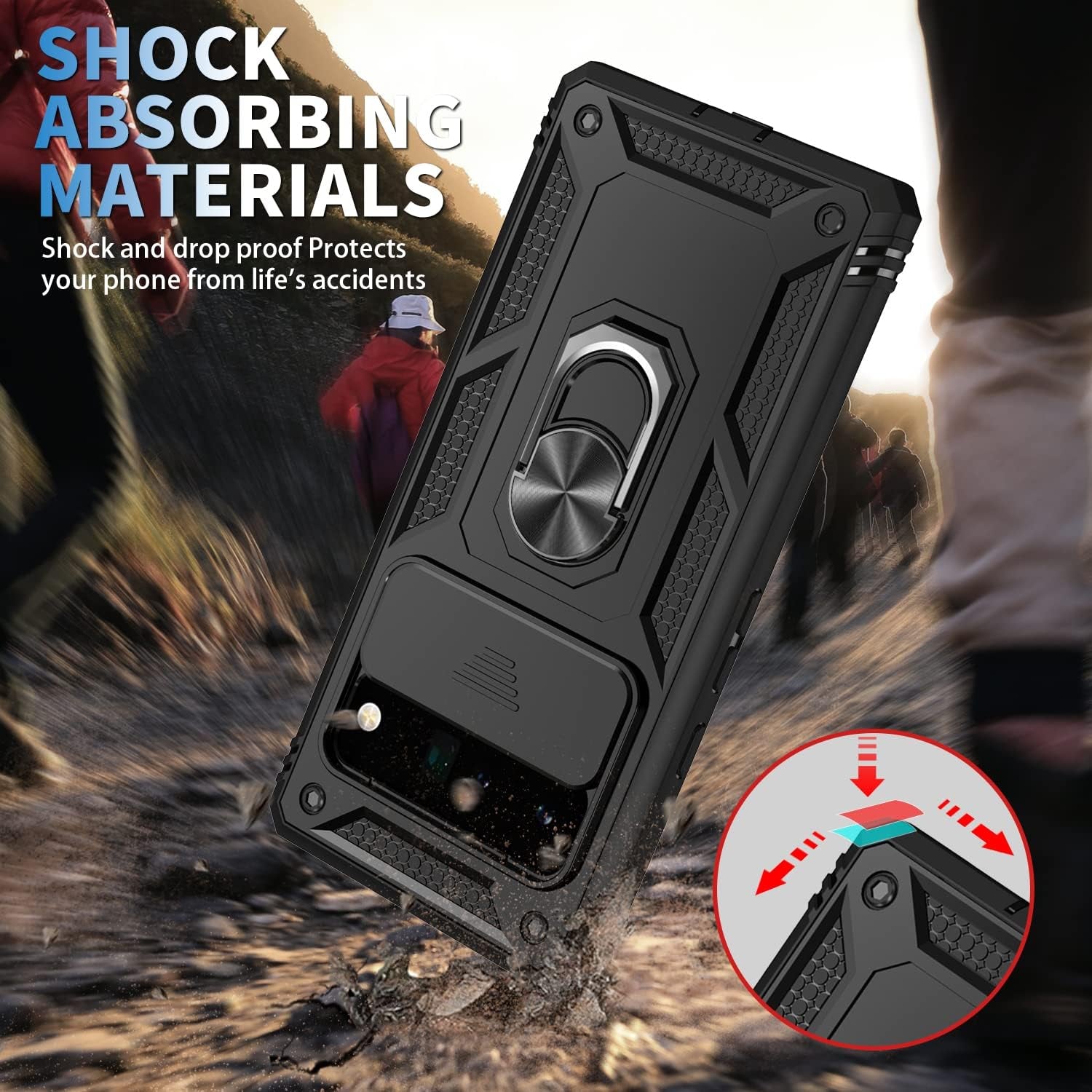 IYTRRYH for Google Pixel 6 Pro Case 5G with Tempered Glass Screen Protector with Magnetic Car Kickstand Ring&Camera Cover Shockproof Military Grade Drop Heavy Duty Protection Men Pixel 6 Pro 6.7'Black  IYTRRYH   