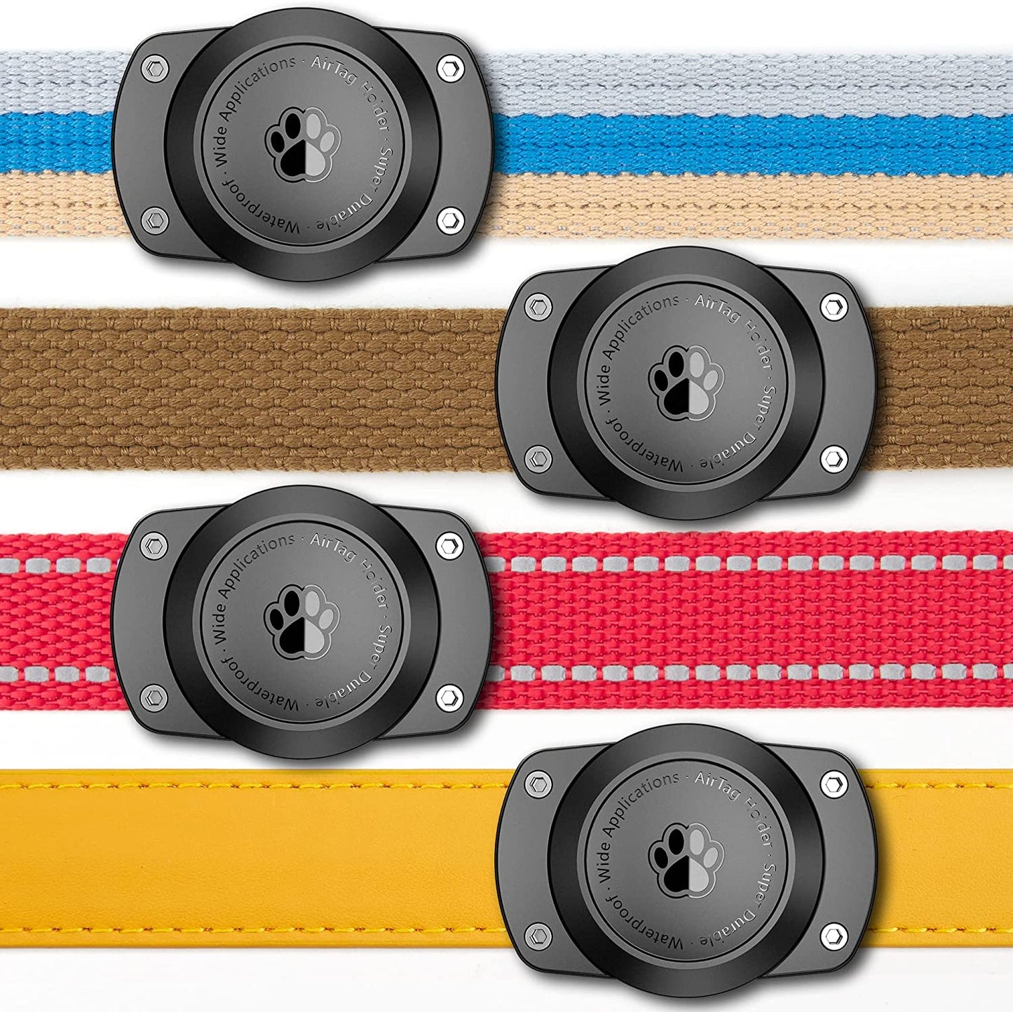 IPX8 Waterproof Airtag Dog Collar Holder, Ultra-Durable Dog & Cat Collars Mount for Airtag, Fits All Width Collars (2 Pack-Black)  CITYWAY 4-Pack  