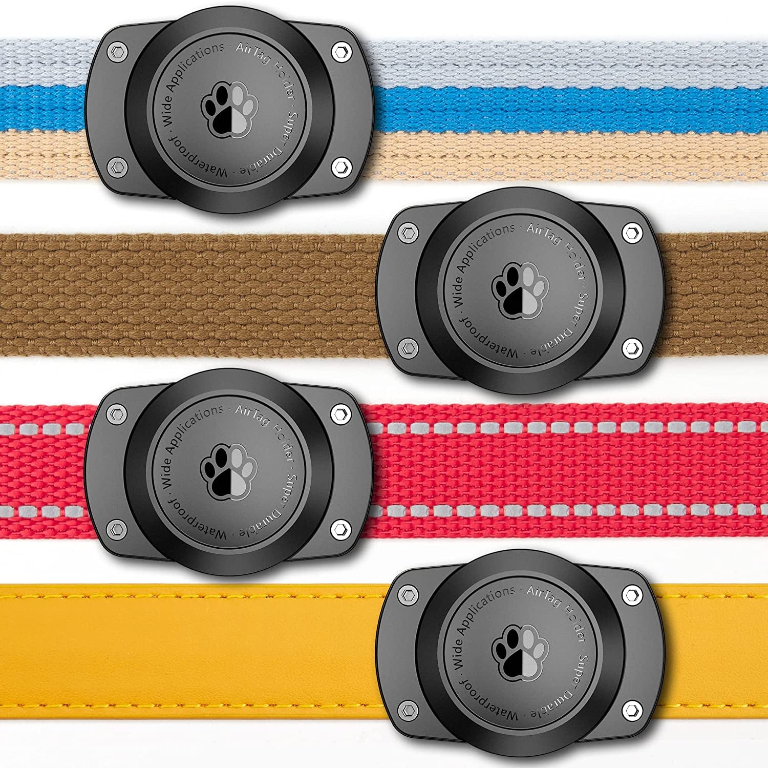 IPX8 Waterproof Airtag Dog Collar Holder, Ultra-Durable Dog & Cat Collars Mount for Airtag, Fits All Width Collars (2 Pack-Black)  CITYWAY 4-Pack  