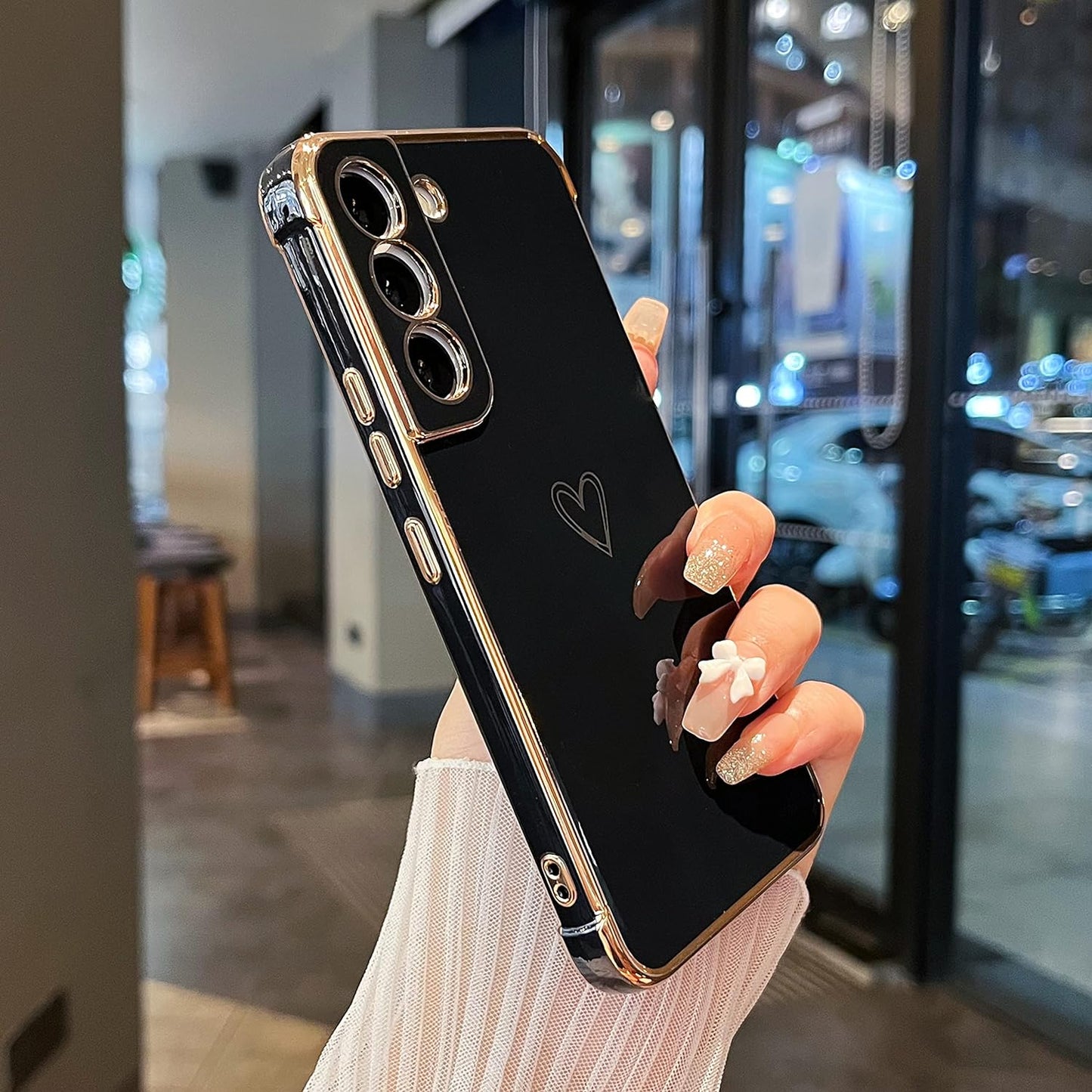 ZTOFERA Samsung Galaxy S22 plus 5G Case,Cute Plating Edge Love Hearts Pattern with Camera Lens Protection Phone Cover for Galaxy S22 plus 5G 6.6",Purple  ZTOFERA Black  