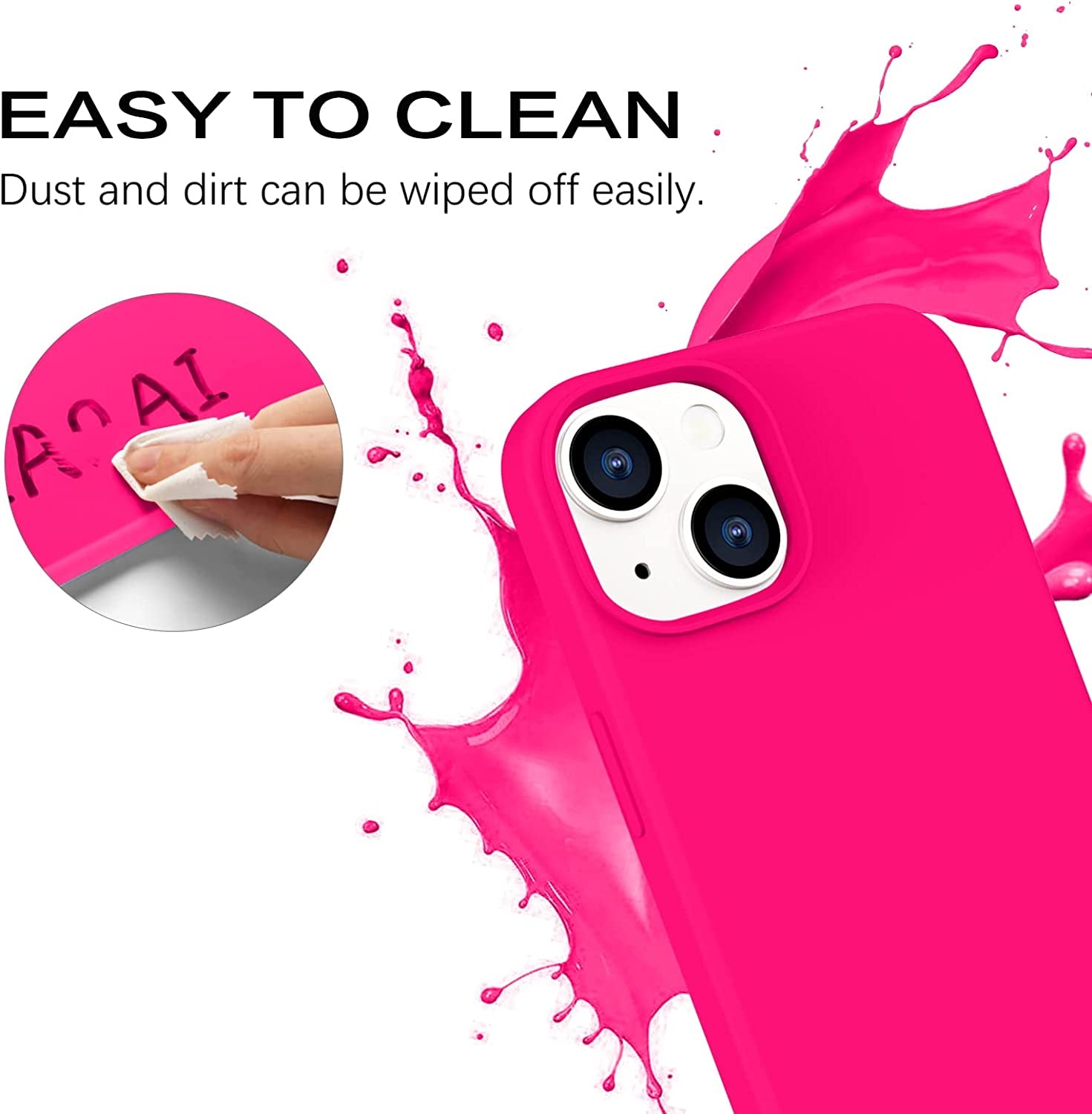 BENTOBEN Compatible with Iphone 14 Case, Soft Silicone Gel Rubber Bumper Microfiber Lining Hard Back Shockproof Protective Phone Cover for Iphone 14 6.1", Hot Pink  BENTOBEN   