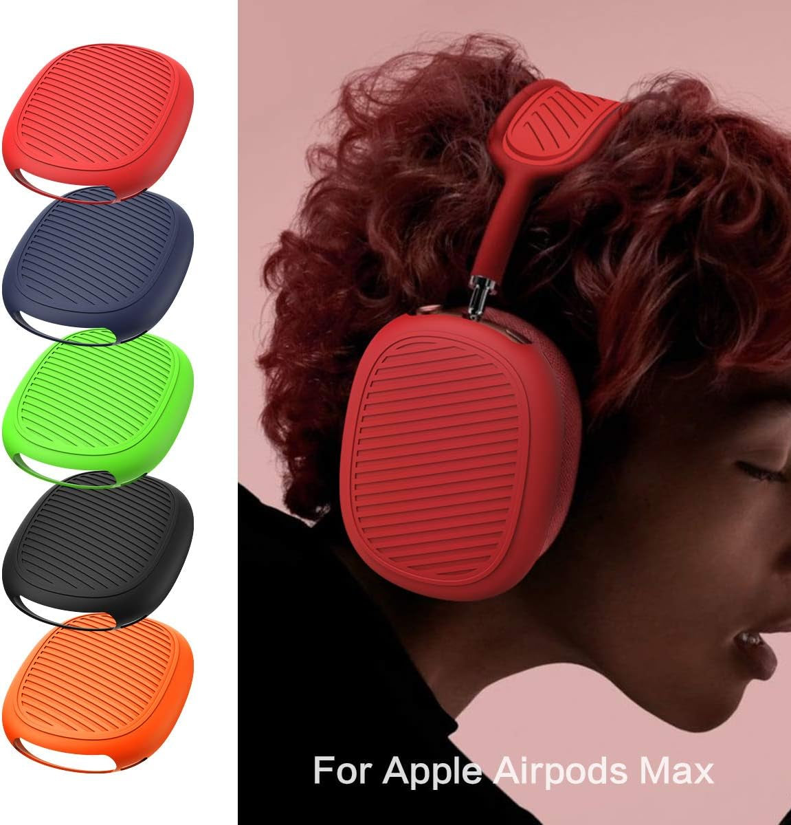 [2 Sets] Case for Airpods Max Ear Cups Cover & Headband Cover, Soft Silicone Anti-Scratch/Dust-Proof Earphone Earpad Cover & Headband Cushion for Apple Airpods Max - Airpods Max Accessories (Red)  WQNIDE   
