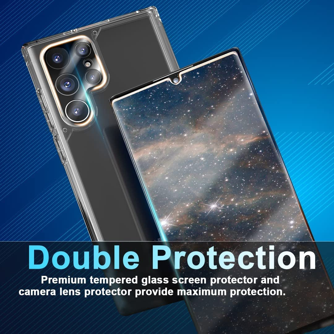 CWQZGUF Galaxy S22 Ultra Screen Protector [2+2 Pack] Camera Lens Protector, Fingerprint Unlock Support, HD Tempered Glass, Touch Sensitive, anti Scratch, for Samsung S22 Ultra 5G Glass Screen Protector  CWQZGUF-3df4gtt   