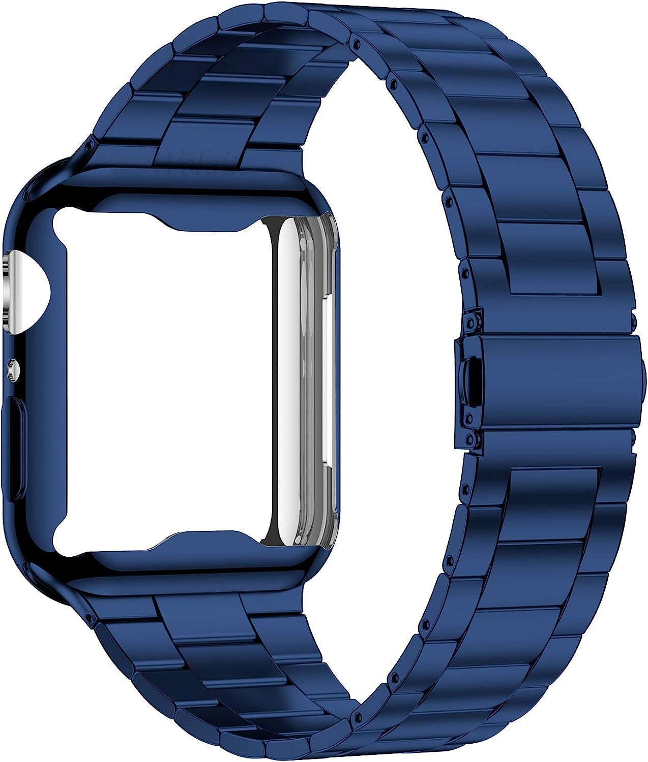 Wolait Compatible with Apple Watch Band 42Mm 44Mm 45Mm 49Mm 38Mm 40Mm 41Mm with Case, Upgraded Business Stainless Steel Band with Screen Protector Cover for Iwatch Series 8/7/6/SE Series 5/4/3/2/1  Wolait Blue 40mm 