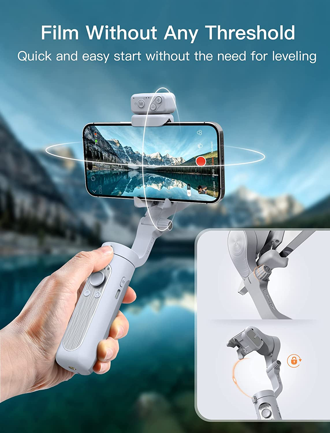 Hohem Isteady XE Kit Gimbal Stabilizer for Smartphone, 3-Axis Phone Gimbal, Magnetic Fill Light, Portable and Foldable, Stabilizer for Iphone & Android, One-Key Inception, Gimbal for Video Recording  hohem Technology Co., LTD.   