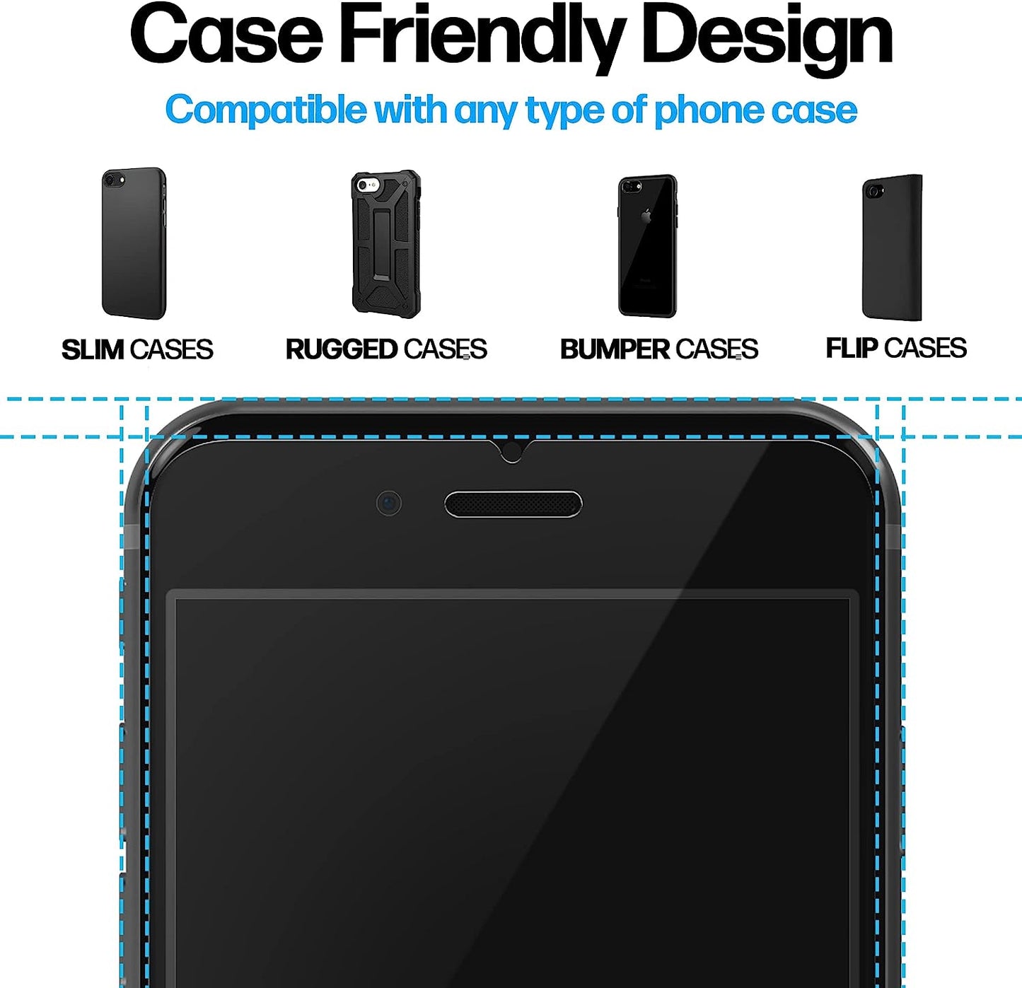 Power Theory Designed for Iphone 8 Screen Protector/Iphone 7 Screen Protector Tempered Glass [9H Hardness], Easy Install Kit, 99% HD Bubble Free Clear, Case Friendly, Anti-Scratch, 2 Pack  Power Theory   