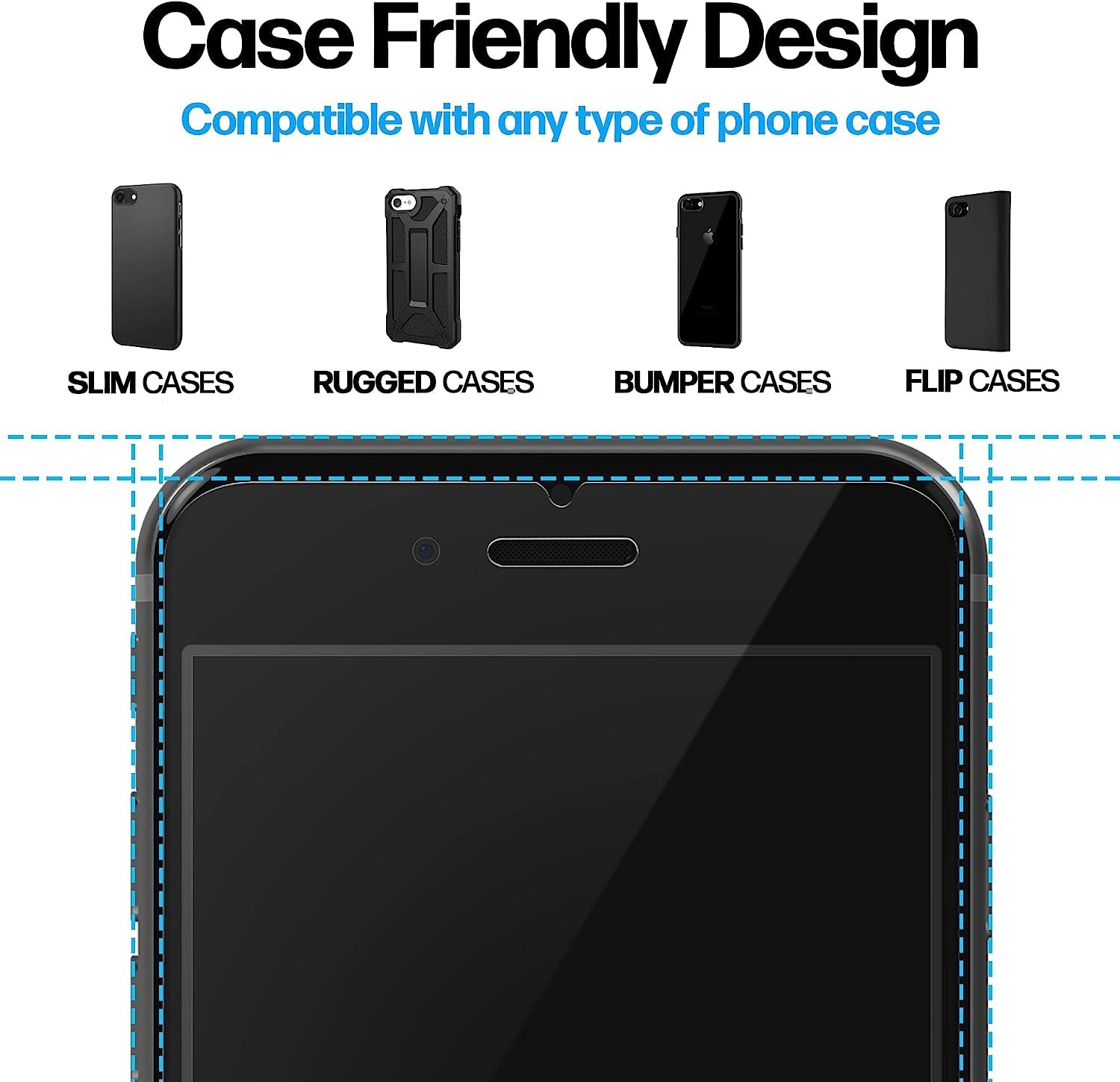 Power Theory Designed for Iphone 8 Screen Protector/Iphone 7 Screen Protector Tempered Glass [9H Hardness], Easy Install Kit, 99% HD Bubble Free Clear, Case Friendly, Anti-Scratch, 2 Pack  Power Theory   