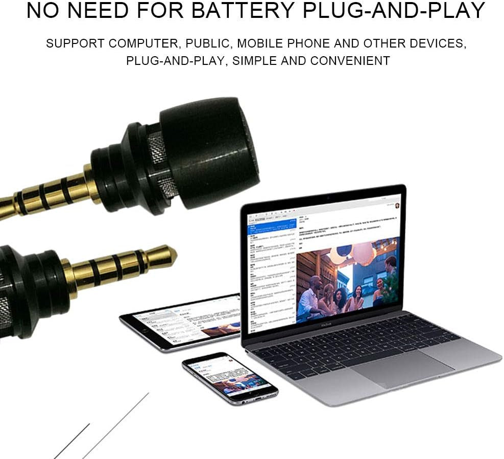 CANFON Mini Condenser Microphone with High Sensitivity for Phone Ios Iphone Iphone X 8 7 6 Ipad Podcast Youtube Facebook Livestream (3.5Mm TRRS) (Black)  CANFON   