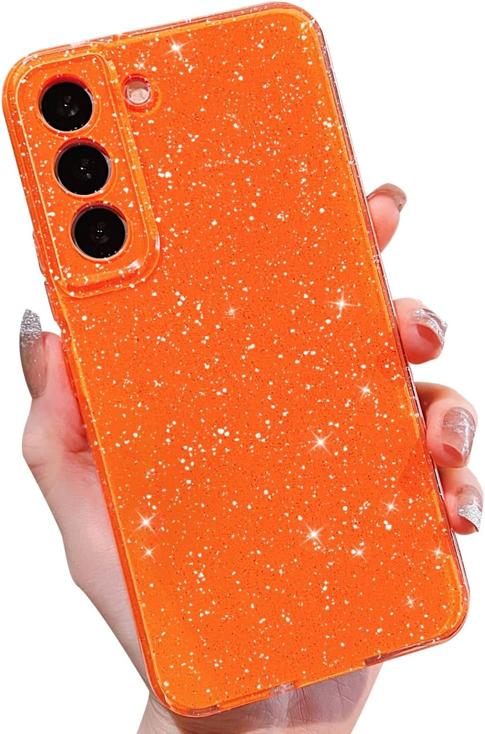 MINSCOSE Compatible with Samsung Galaxy S22 5G Case,Cute Neon Bright Color,Glitter Bling Thin Slim Shockproof Silicone Sparkly Cover for Women Girl for Galaxy S22 6.1 Inch-Mint Green  MINSCOSE Orange S22 Plus 