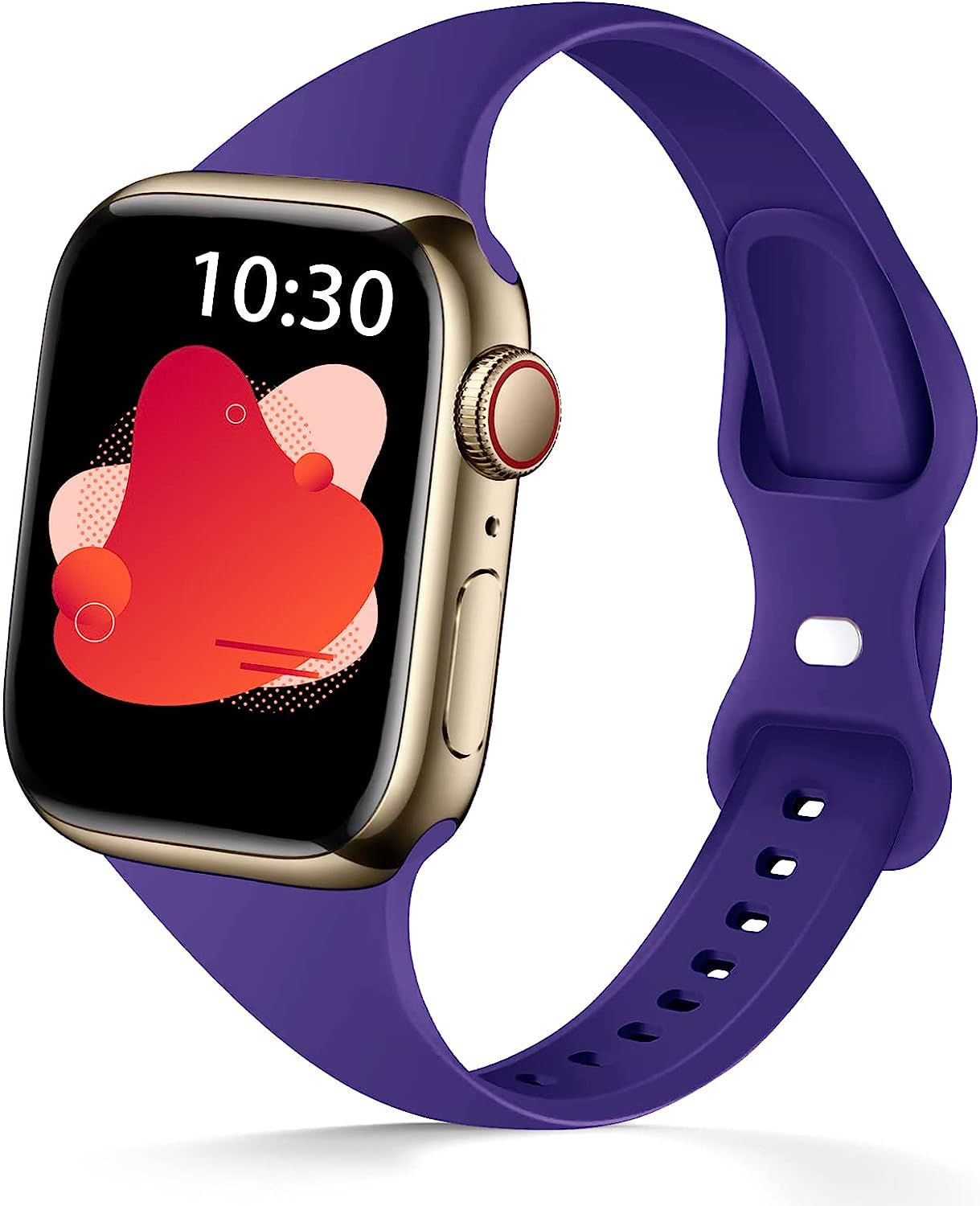 AUSOJOY Compatible with Apple Watch Slim Band, Silicone Sport Band Replacement, 38Mm 40Mm 41Mm 42Mm 44Mm 45Mm, Compatible with Apple Watch Series 7/6/5/4/3/2/1/SE for Women/Men  AUSOJOY Purple 42mm/44mm/45mm 