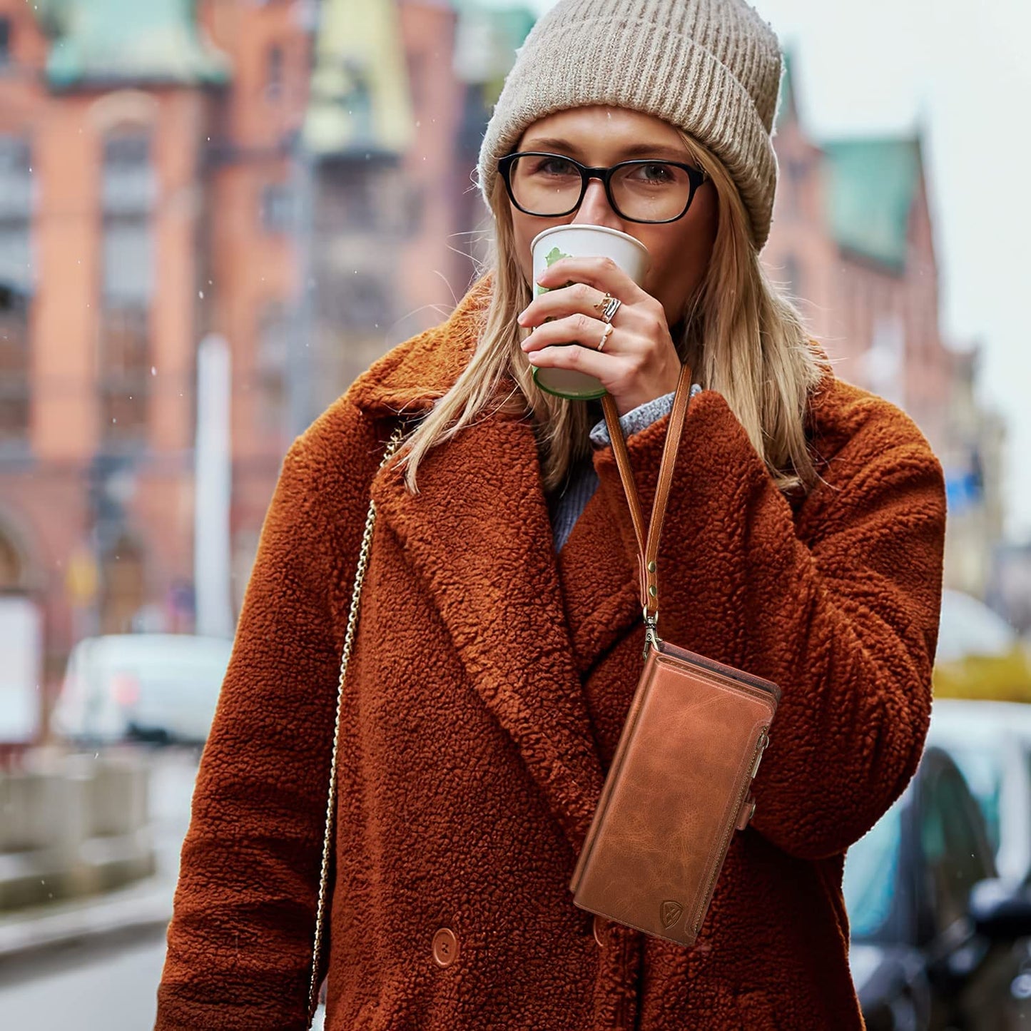 Xcasebar for Samsung Galaxy S21 plus Wallet Case with Zipper 【RFID Blocking】 Credit Card Holder, Flip Folio Book PU Leather Phone Case Shockproof Cover Women Men for S21 plus Case Light Coffee  XcaseBar   