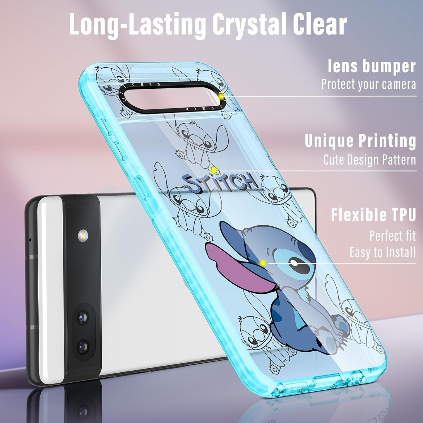 Ulirath (2In 1 for Pixel 6A Case Cute Cartoon Character Design for Girls Kids Boys Teens Women Girly Cover Kawaii Cool TPU Cases with Ring Holder for Google Pixel 6A 6.1",Blue Kiss  Ulirath   
