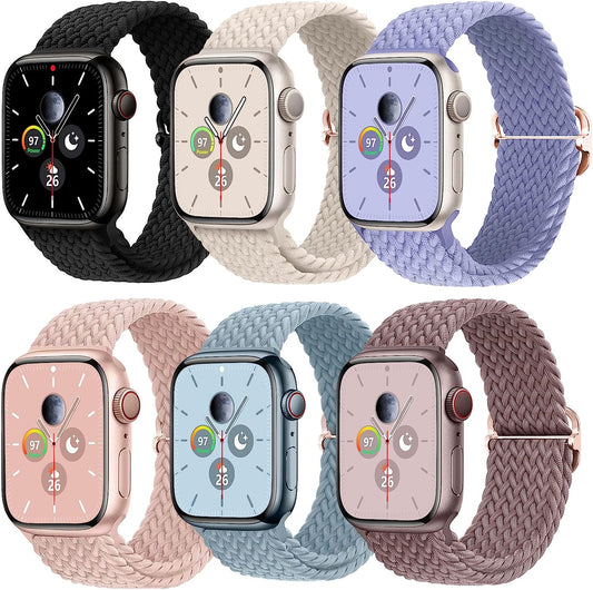 Stretchy Braided Solo Loop Compatible with Apple Watch Bands 38Mm 40Mm 41Mm 42Mm 44Mm 45Mm for Women Men Adjustable Straps Elastic Sport Wristbands for Iwatch Series 8 7 6 SE 5 4 3 2 1 Ultra  MBNIBNVT   