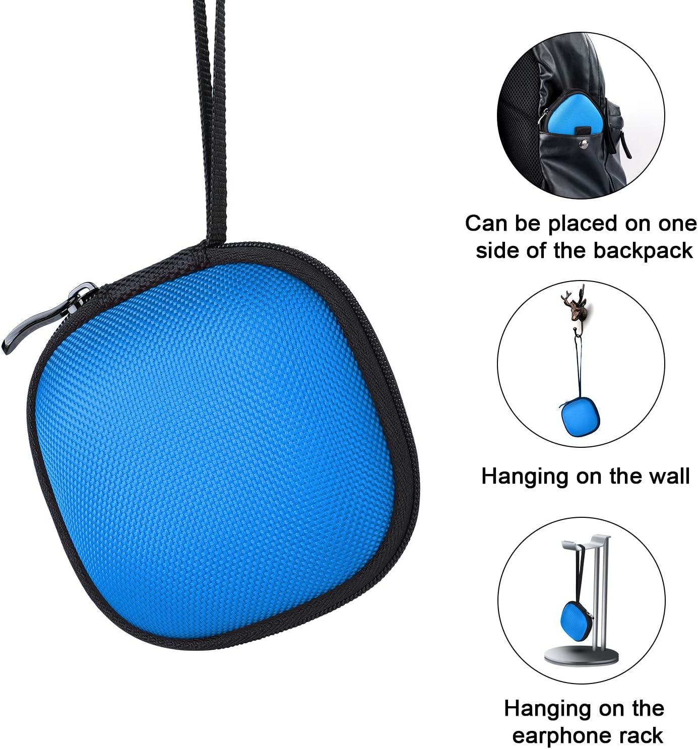 Portable Carrying Case Compatible for Powerbeats Pro Case Cover, ANKASI Hard Travel Protective Storage Cover Case Nylon Accessories Bag with Lanyard/For Beats Powerbeats Pro 2019 (Blue)  ANKASI   