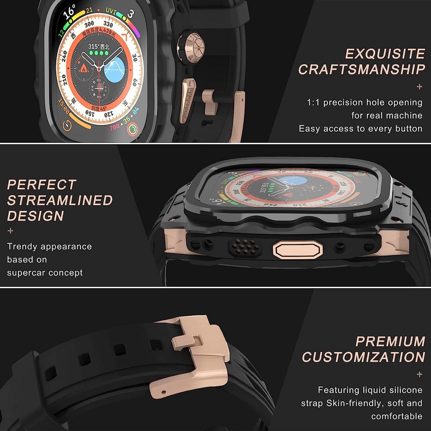 Yimingsun Metal Case for Apple Watch Ultra 49Mm Band Men Rugged Case Bumper Heavy Duty Metal Cover for Apple Watch Ultra 49Mm  YiMingSun   