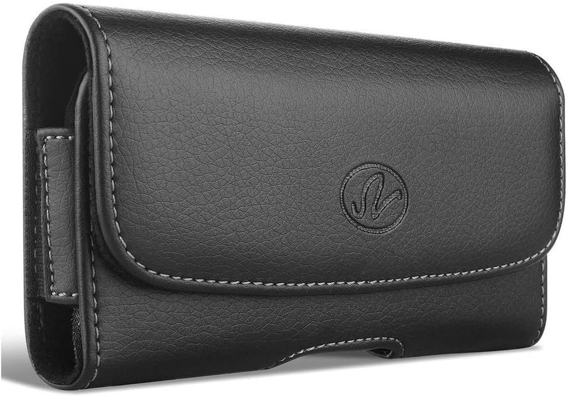 Wonderfly Vertical Pouch Compatible with LG G6, G5 or G4, a Large Rugged Nylon Heavy Duty Carrying Case with Belt Clip, Fits the Phone with a Thick Case  Wonderfly Black Horizontal Leather Large Case  