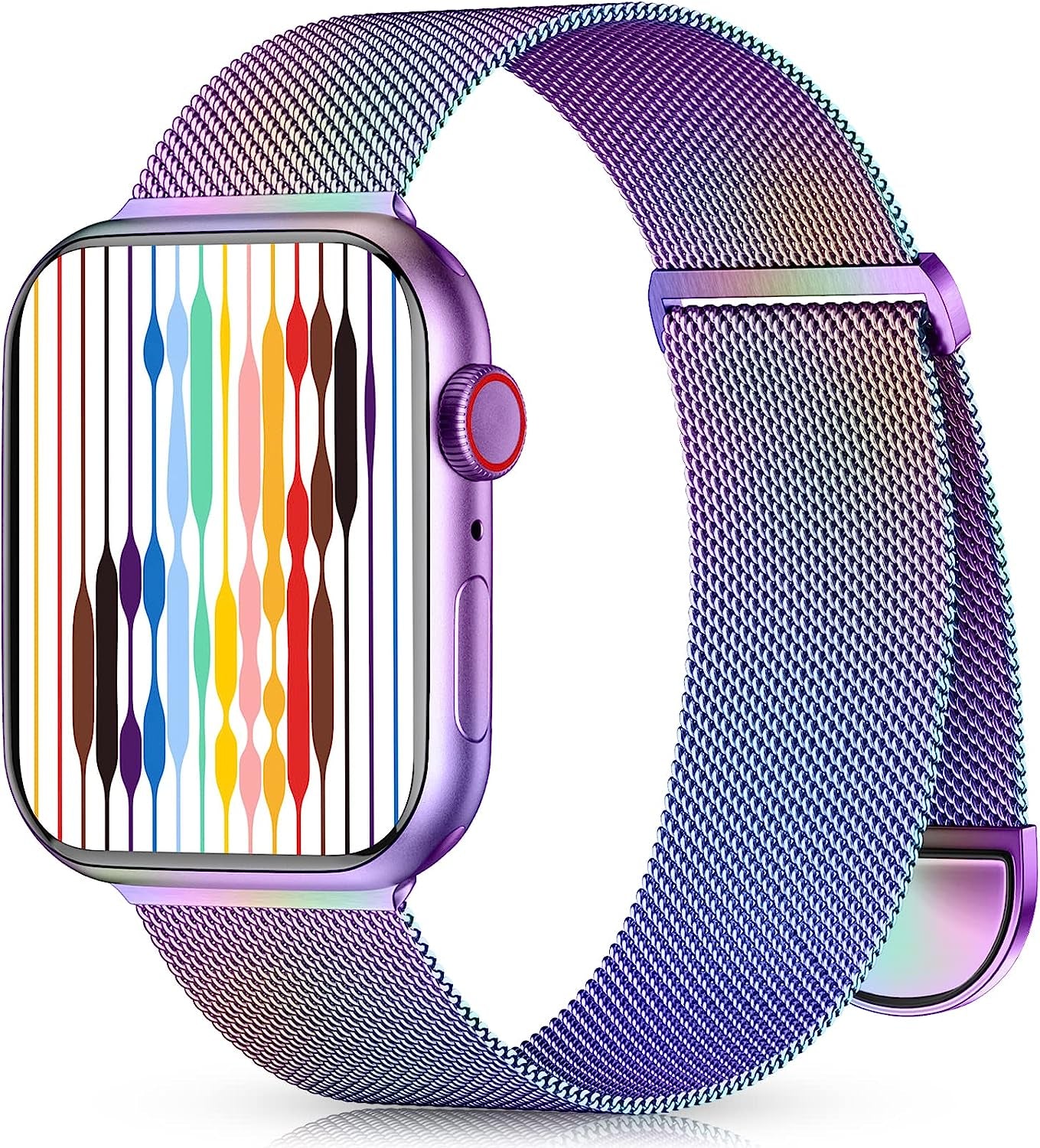 Zedoli Metal Band Compatible with Apple Watch Bands 40Mm 38Mm 41Mm 45Mm 44Mm 42Mm 49Mm for Women Men, Stainless Steel Milanese Mesh Loop Magnetic Wristbands for Iwatch Series 8 7 6 5 4 3 2 1 SE Ultra  Zedoli Colorful 38/40/41mm 
