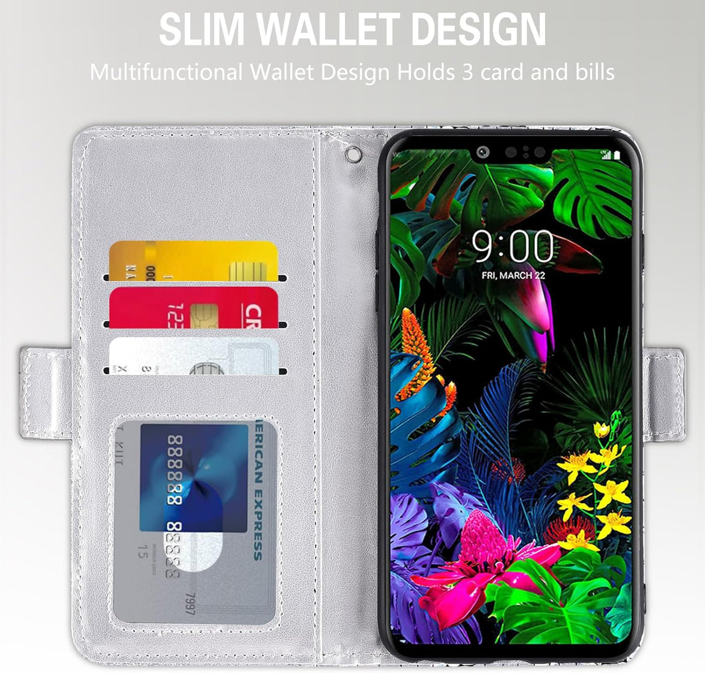 Asuwish Phone Case for LG G8 Thinq Wallet Cover with Screen Protector and Wrist Strap Flip Credit Card Holder Bling Glitter Stand Cell LGG8 Thin Q G 8 LG8 G8Thinq Lgg8Thinq 8G Women Girls Silver  Asuwish   