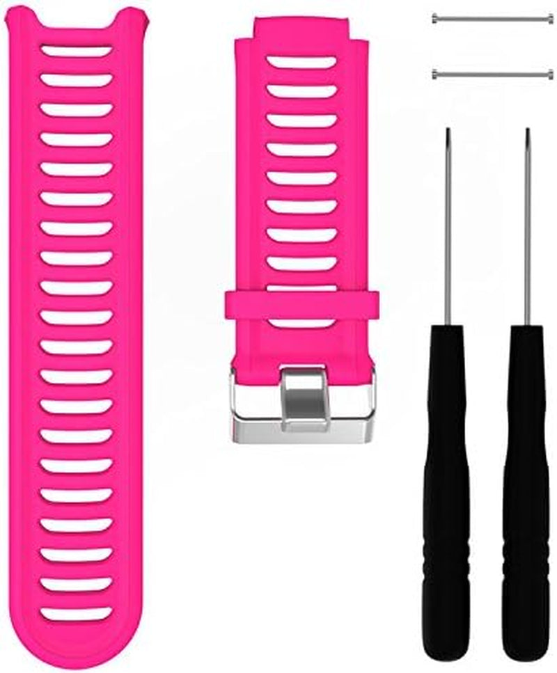 QGHXO Band for Garmin Forerunner 910XT, Soft Silicone Replacement Watch Band Strap for Garmin Forerunner 910XT Sport Watch, Fits 6.0 Inches-8.1 Inches Wrist  QGHXO Pink  