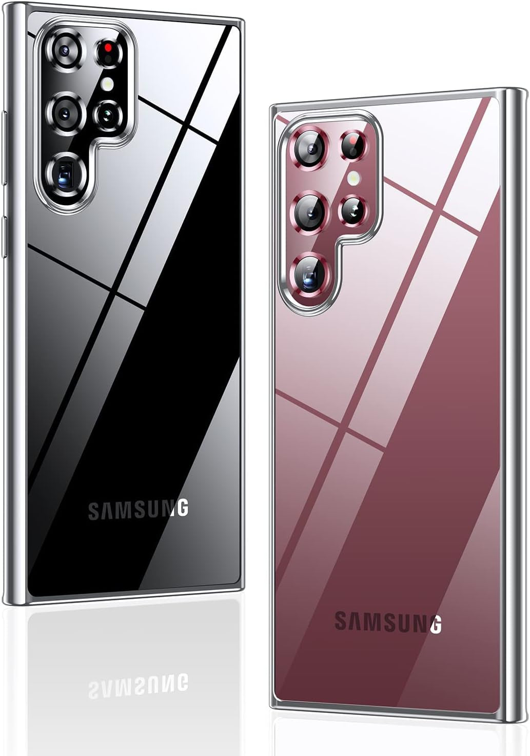 Humixx Crystal Clear Samsung Galaxy S22 Ultra Case, [18X Anti-Yellowing] [Military Grade Shockproof] Soft Slim Fit Transparent TPU Back, Protective Silicone Cover for Galaxy S22 Ultra 5G Case 6.8"  Humixx G-Silver Samsung Galaxy S22 Ultra 