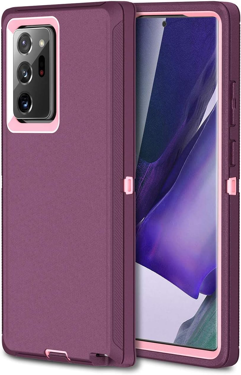 MXX Galaxy Note 20 Ultra Heavy Duty Case - 3 Layers, Rugged Rubber Shockproof Protection (Black)  MXx Accessories inc Plum/Light Pink Galaxy Note 20 6.7 Inch 