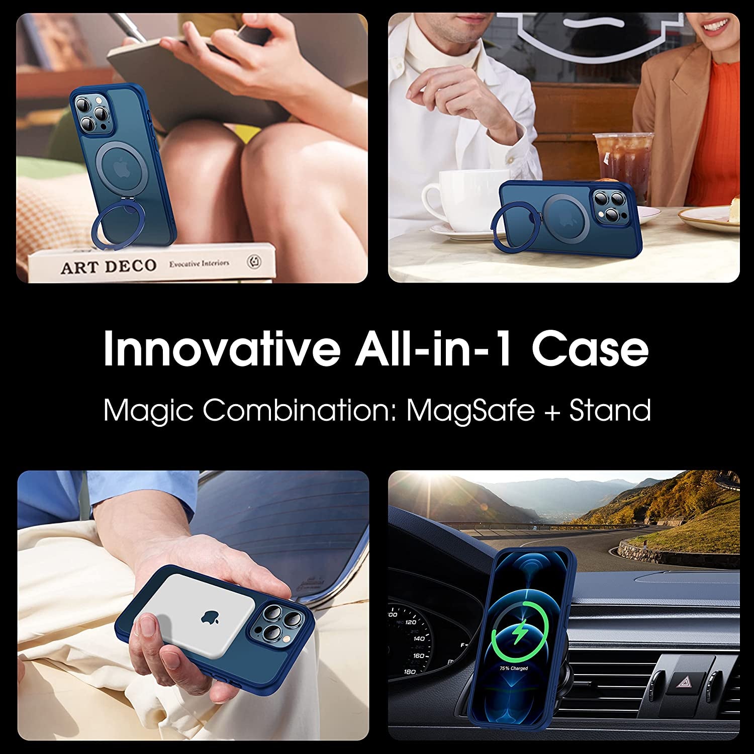 CASEKOO for Iphone 12 Pro Max Case with Magnetic Invisible Stand [Military Drop Protection] [Compatible with Magsafe] Shockproof Slim Translucent Matte Cases 6.7 Inch 2020, Blue  CASEKOO   