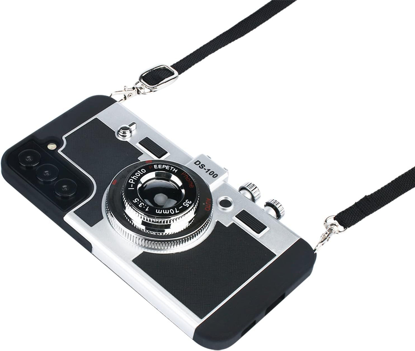 Awsaccy Emily in Paris Phone Case for Samsung Galaxy S22 Ultra 5G 6.8 Inch Camera Case Vintage Cover Cute 3D Cool Unique Design Silicone Case with Removable Neck Strap Lanyard for Girls Women Black  Awsaccy For S22  