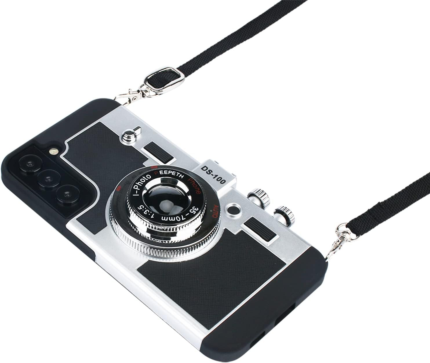 Awsaccy Emily in Paris Phone Case for Samsung Galaxy S22 Ultra 5G 6.8 Inch Camera Case Vintage Cover Cute 3D Cool Unique Design Silicone Case with Removable Neck Strap Lanyard for Girls Women Black  Awsaccy For S22  