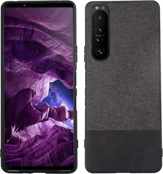 Compatible with Sony Xperia 1 III, Slim Business Casual Cloth Fabric Cover with TPU Interior Scratch Classic Durable Case for Sony Xperia 1 Iii-Splicing Black  XBS-Better   