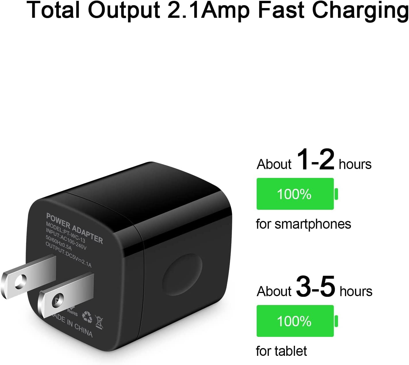 Black USB Wall Adapter, Charging Block, 3Pack Dual Port 2.1A Fast Wall Charger Brick Base Cube USB Plug Outlet Phone Charger Box Compatible Iphone 14 13 12 11 XS Max XR X 8 7 6 6S, Ipad, Samsung, LG  Shenzhen Putuo Technology Co.,Ltd   
