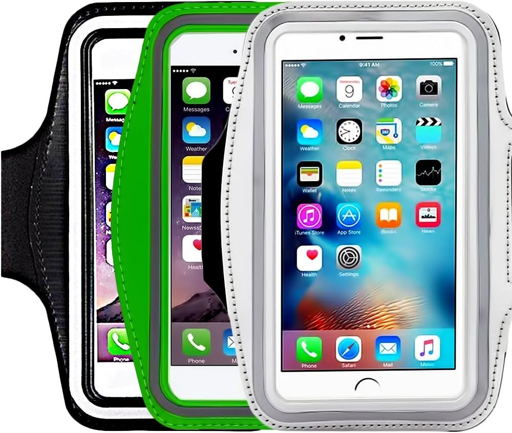 [1 Pack]Water Resistant Sports Armband Casehq for Iphone 7/7 Plus, 6/6S plus (5.5-Inch), Galaxy S6/S7 Edge, Y Note 5, with Key Holder/ Flap High Visibility Night Reflective Running Exercise Armband  CaseHQ armband black+green+silver 5.7 3Pack  
