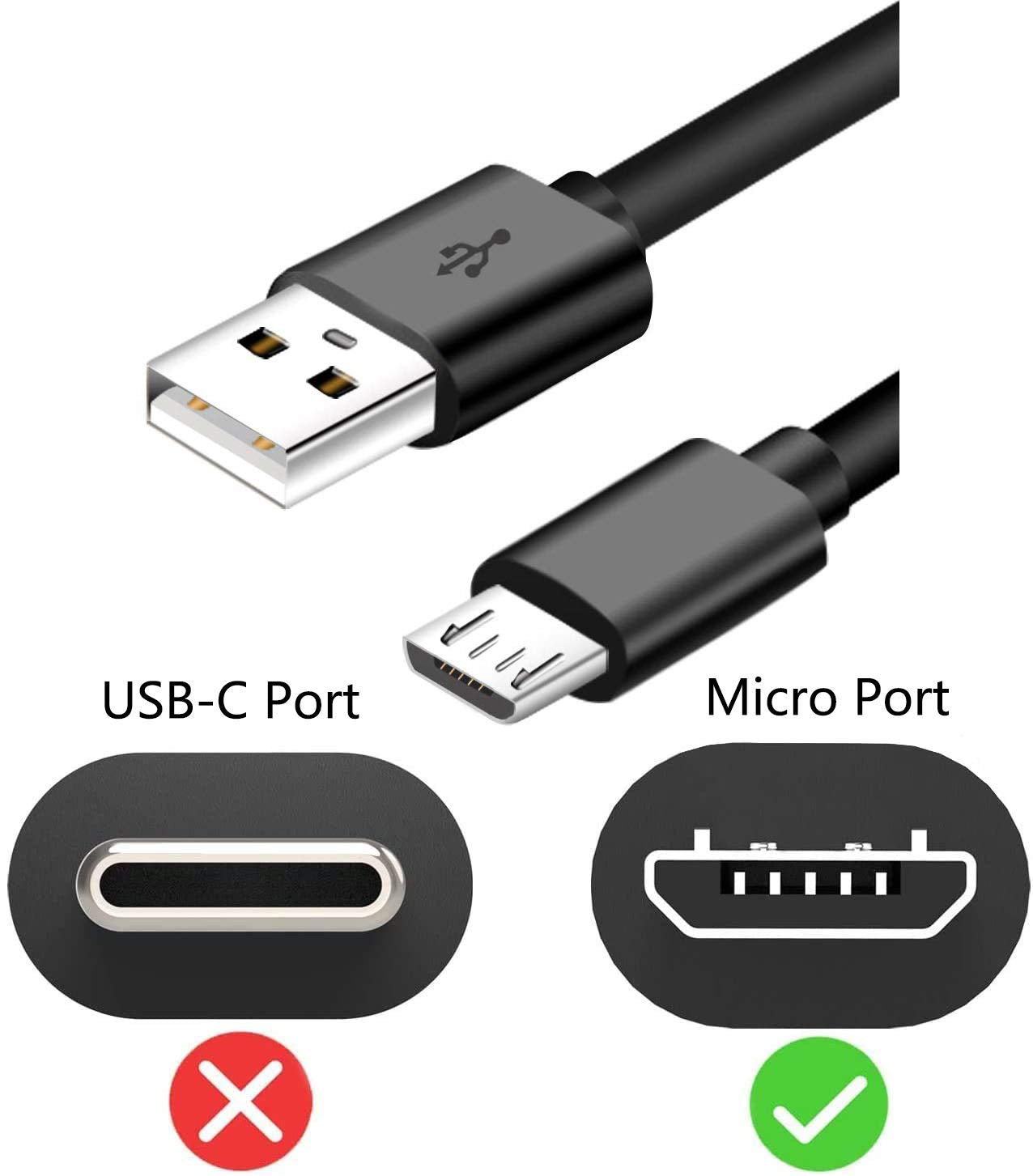 USB Charging Cable Charger Cord Compatible with Echo Buds, Raycon E25/E50/E55,Earfun Air Pro/Earfun Free Pro,Sabbat E12 Ultra Wireless Earbuds Charging Cord (Micro Port)  huanying   