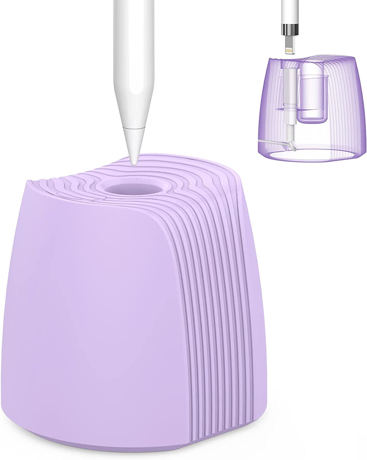 LJFLYXRI Portable Silicone Stand for Apple Pencil 1/2 Charger Holder Non-Slip Base Pen Charging Station Dock Adapter Tablet Pen Accessory,New Pen Accessories Base (Black)  LJFLYXRI Purple  