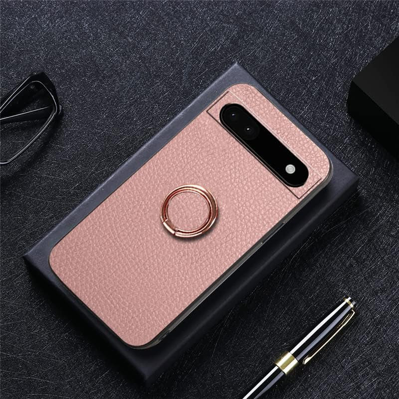 Compatible with Google Pixel 6 Pro Case with Ring Kickstand Pink,Google Pixel 6 Pro Phone Case Lychee Pattern Silicone Shockproof Holder Soft TPU Protective Slim Cover (Pink) …  Wousunly   