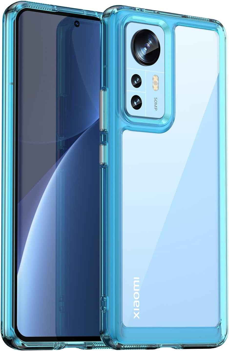 Zhuoopinn Case for Xiaomi Mi 12 Phone Case Slim Dropproof [Defend from Drop/Scratch/Slip/Fingerprint] Clear Acrylic Hard Back Soft TPU Bumper Hybrid Phone Cover for Xiaomi Mi 12-Crystal Black  Zhuoopinn Crystal Blue  