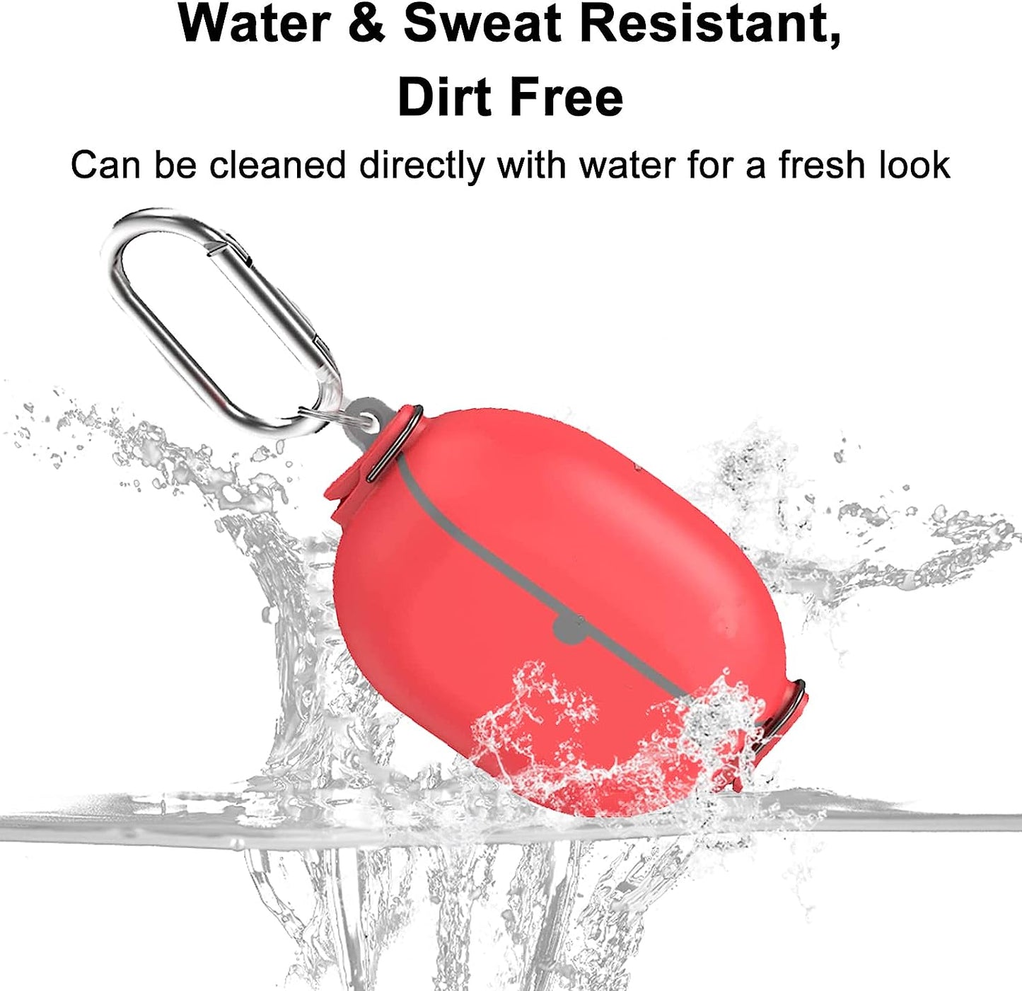 [Upgrade Secure Lock] Beats Studio Buds Case 2021, VAEKNVG Shock-Absorbing Protective Armor Cover for Beats Studio Earbuds Accessories, TPU Hard Shell with Carabiner & Lanyard (Red)  VAEKNVG   