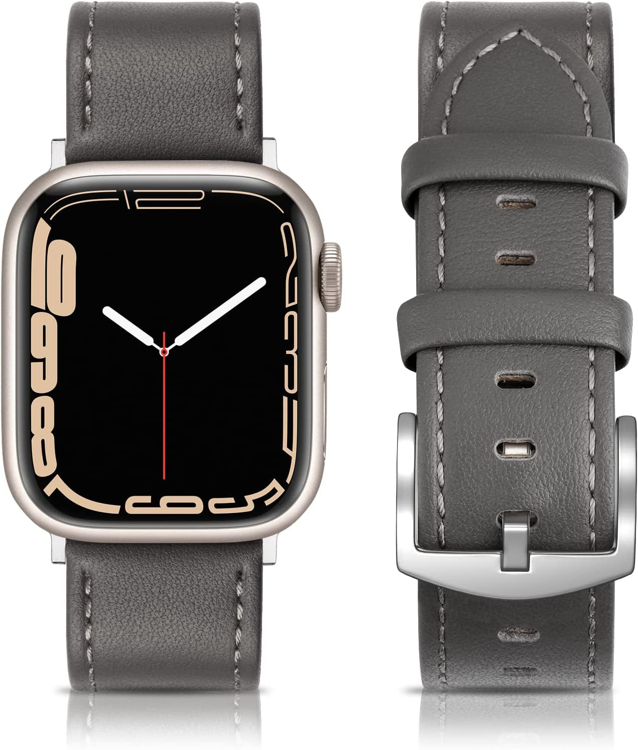 EDIMENS Leather Bands Compatible with Apple Watch 45Mm 42Mm 44Mm Band Men Women, Vintage Genuine Leather Wristband Replacement Band Compatible for Apple Watch Iwatch Series 8 7 6 5 4 3 2 1, SE Sports Retro Walnut  EDIMENS Space Grey  