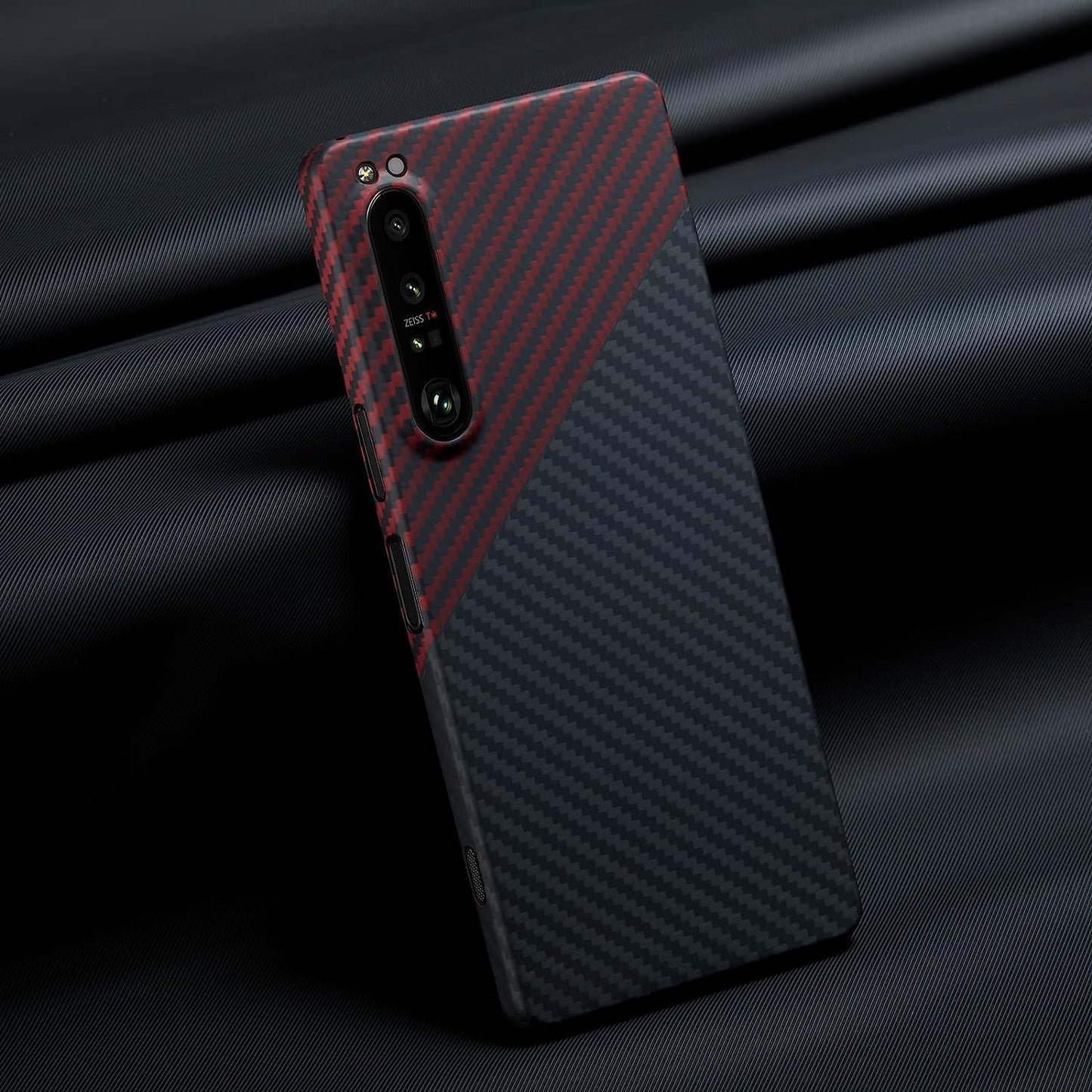 GIMENOHIG Ultra Thin and Lightweight Aramid Carbon Fiber Case for Sony Xperia 1 Iv (Red Black)  GIMENOHIG01   