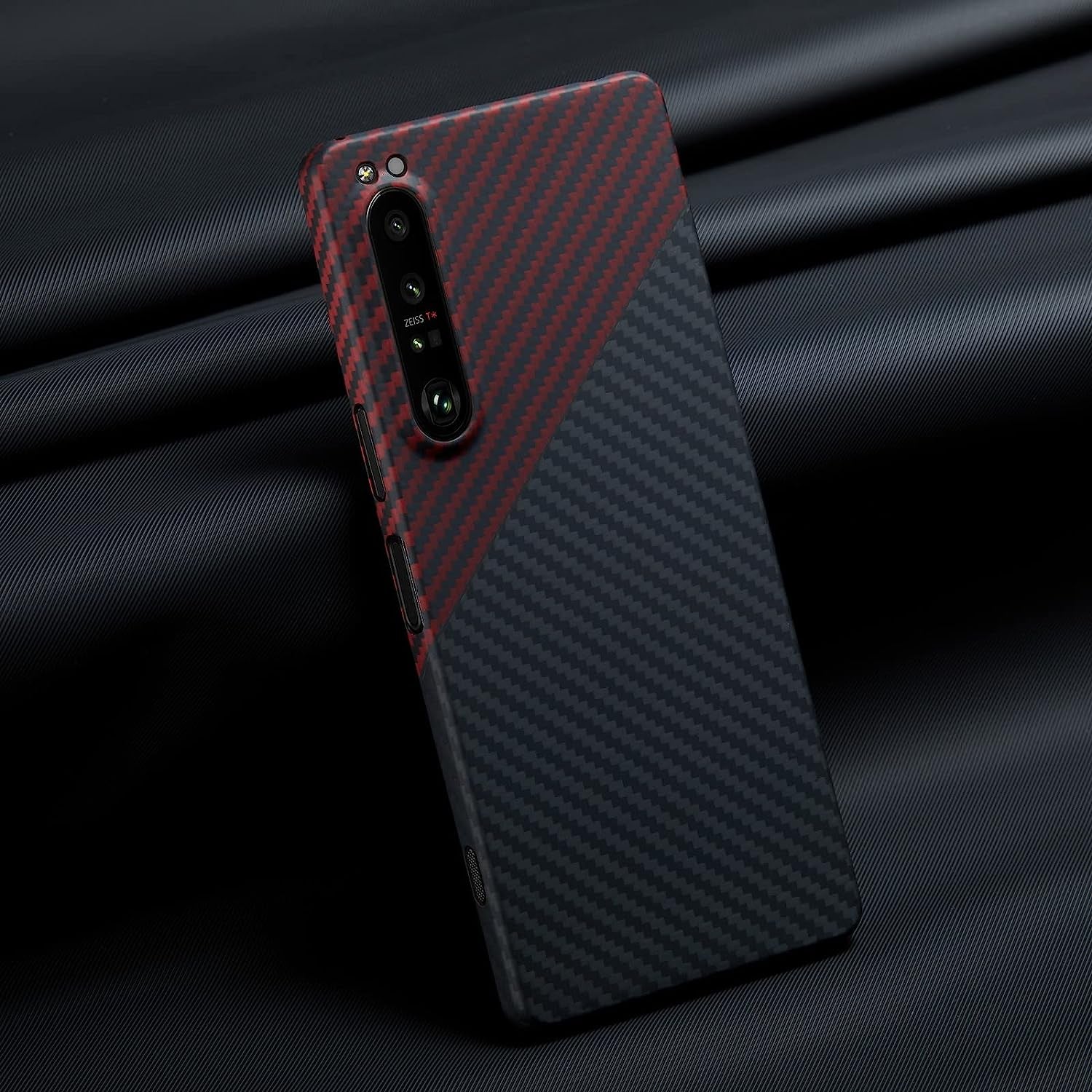 GIMENOHIG Ultra Thin and Lightweight Aramid Carbon Fiber Case for Sony Xperia 1 Iv (Red Black)  GIMENOHIG01   