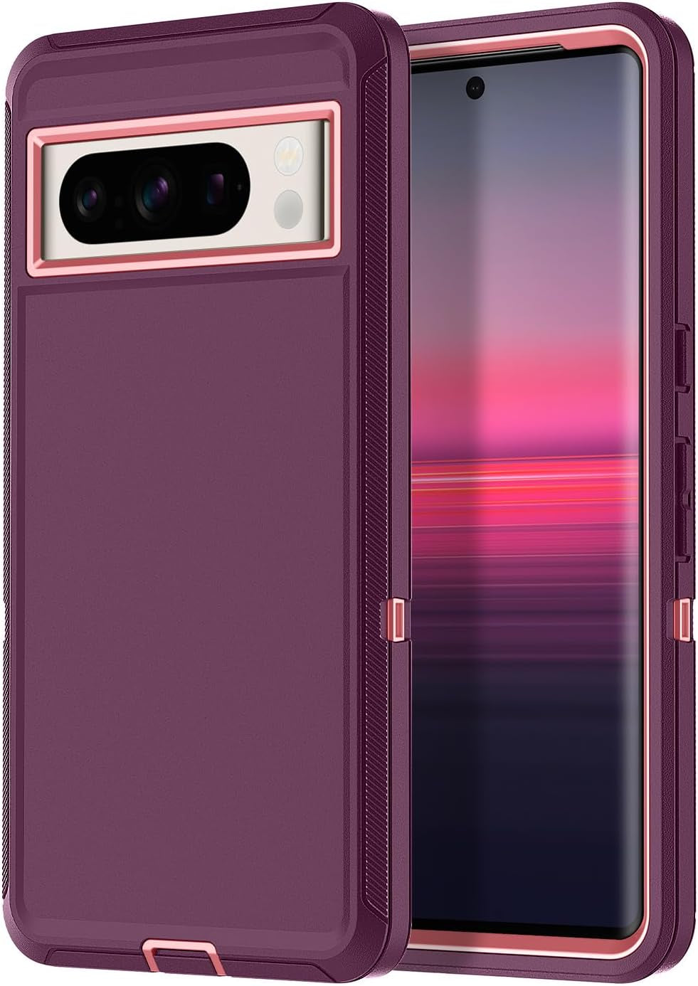 I-HONVA for Google Pixel 8 Pro Case Shockproof Dust/Drop Proof 3-Layer Full Body Protection [Without Screen Protector] Rugged Heavy Duty Durable Cover Case for Google Pixel 8 Pro 6.7" 2023,Purple/Pink  I-HONVA   