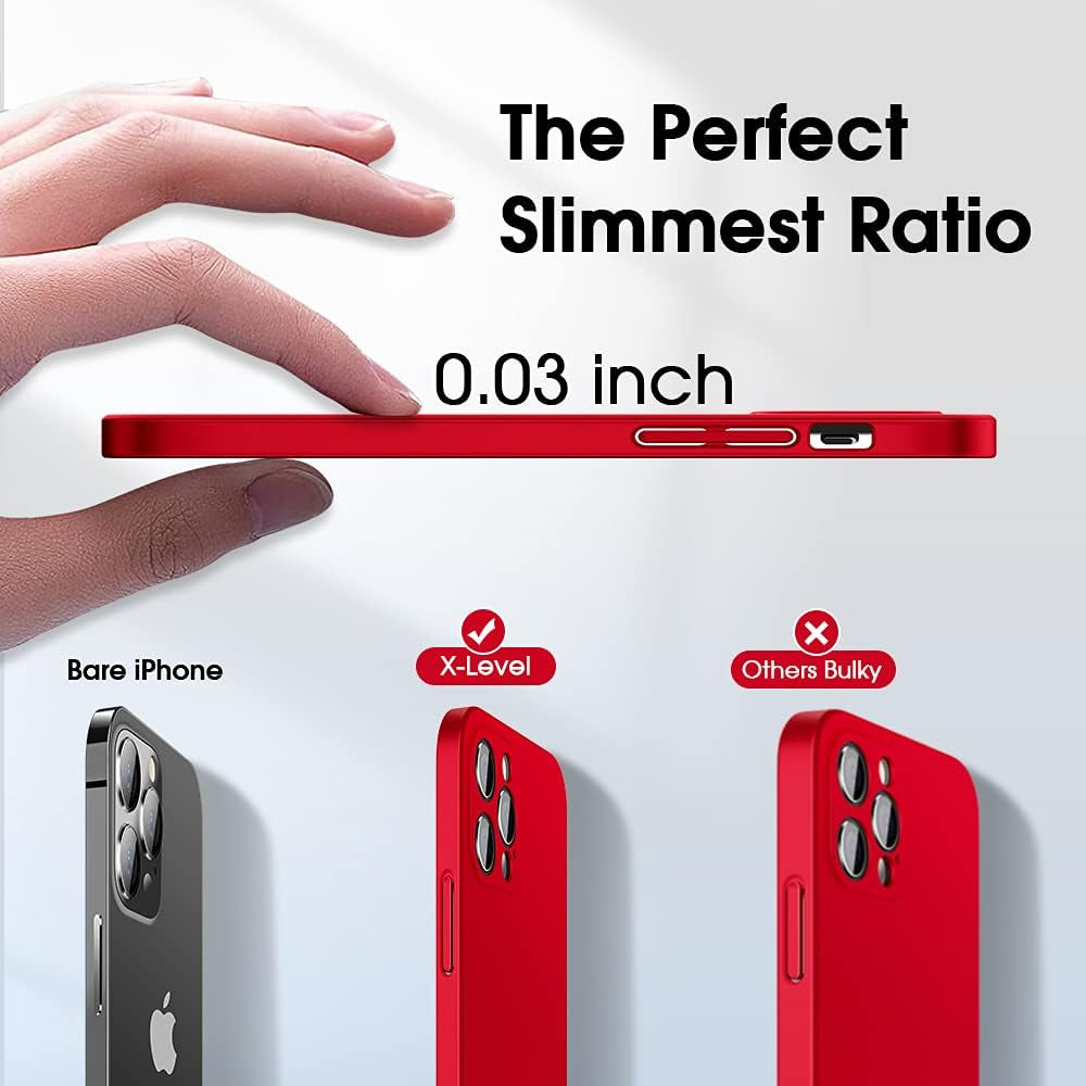 X-Level Compatible with Iphone 12 Pro Max Case,[360 Full Body Protective] with 2X Tempered Glass Screen Protector Ultra Thin Slim Fit Phone Cover for Iphone 12 Pro Max 6.7 Inch (Matte Red)  Pipilu   