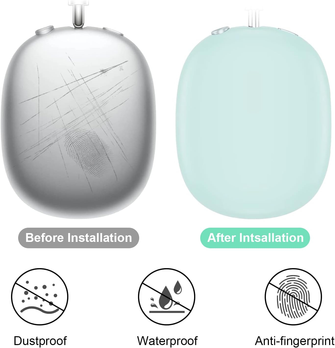 OETKER Compatible Airpods Max Case Cover, Soft Silicone 3 in 1 Anti-Scratch Ear Pad Case Cover/Ear Cups Cover/Headband Cover Accessories Skin for Airpods Max, Green Glow in the Dark  OTK   