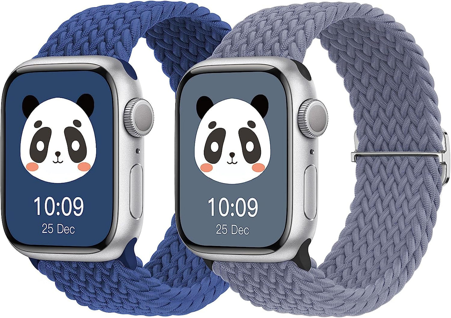 𝟐 𝐏𝐚𝐜𝐤 Stretchy Braided Compatible with Apple Watch Band 44Mm 45Mm 38Mm 40Mm 41Mm 42Mm 49Mm for Women Men, Adjustable and Comfortable Sport Wristbands for Iwatch Series 8 7 6 5 4 3 2 1 SE Ultra  KingofKings Cold Sea Blue/Haze Blue 38mm/40mm/41mm 