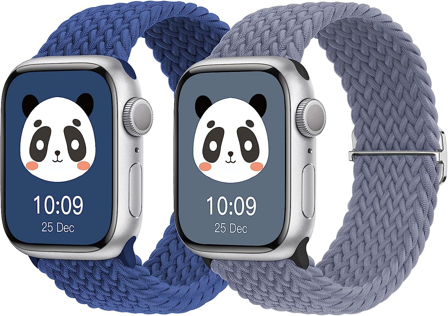 𝟐 𝐏𝐚𝐜𝐤 Stretchy Braided Compatible with Apple Watch Band 44Mm 45Mm 38Mm 40Mm 41Mm 42Mm 49Mm for Women Men, Adjustable and Comfortable Sport Wristbands for Iwatch Series 8 7 6 5 4 3 2 1 SE Ultra  KingofKings Cold Sea Blue/Haze Blue 38mm/40mm/41mm 