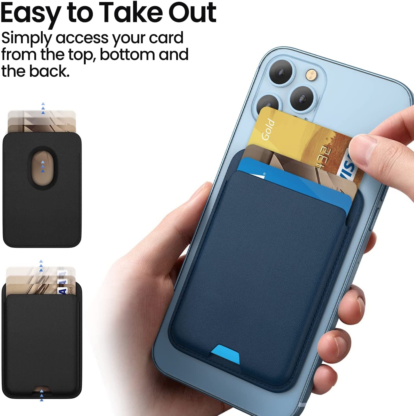 [2 Pack] Magnetic Wallet Card Holder Compatible with Apple Magsafe Wallet for Iphone 14 Pro Max/14 Pro/14/14 Plus, Mag Safe Wallet for Iphone 13 Pro Max/13 Pro/13/13 Mini/Iphone 12 Series,Midnightblue  iLodn   