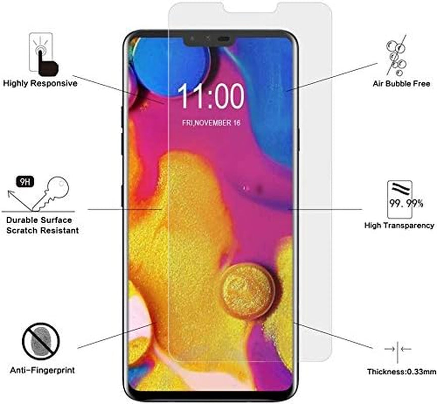 [3-Pack] Case-Friendly Tempered Glass Screen Protector for LG V40 Thinq (Clear)  GTElectro   