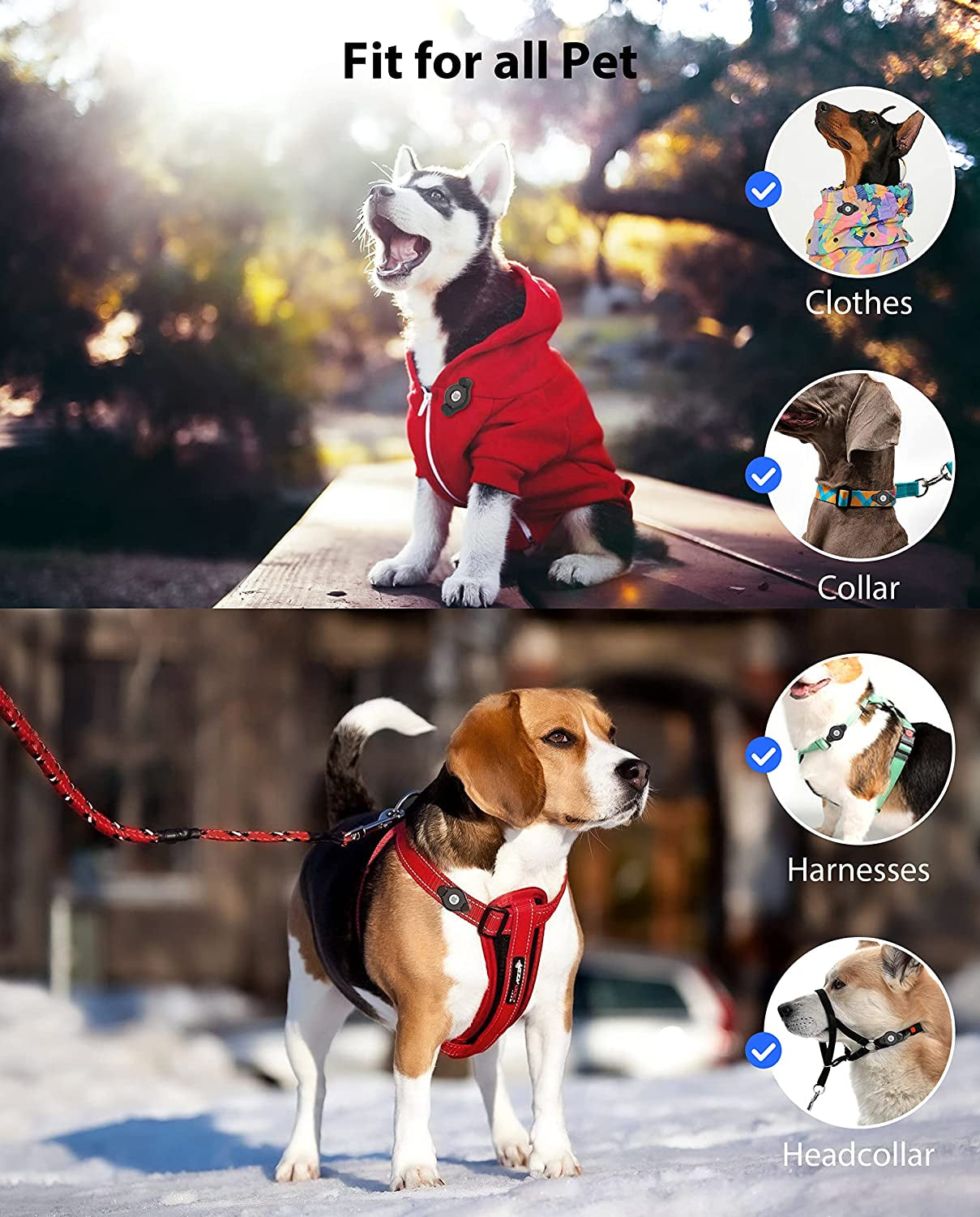 Airtag Holder Fit All Dog Collars Harness , Stouchi Innovative Style Protective Airtag Case with Pins Fixing Buckle for Iphone, Airtag Pet, Dog and Cat Airtag Mount  COSCOD   