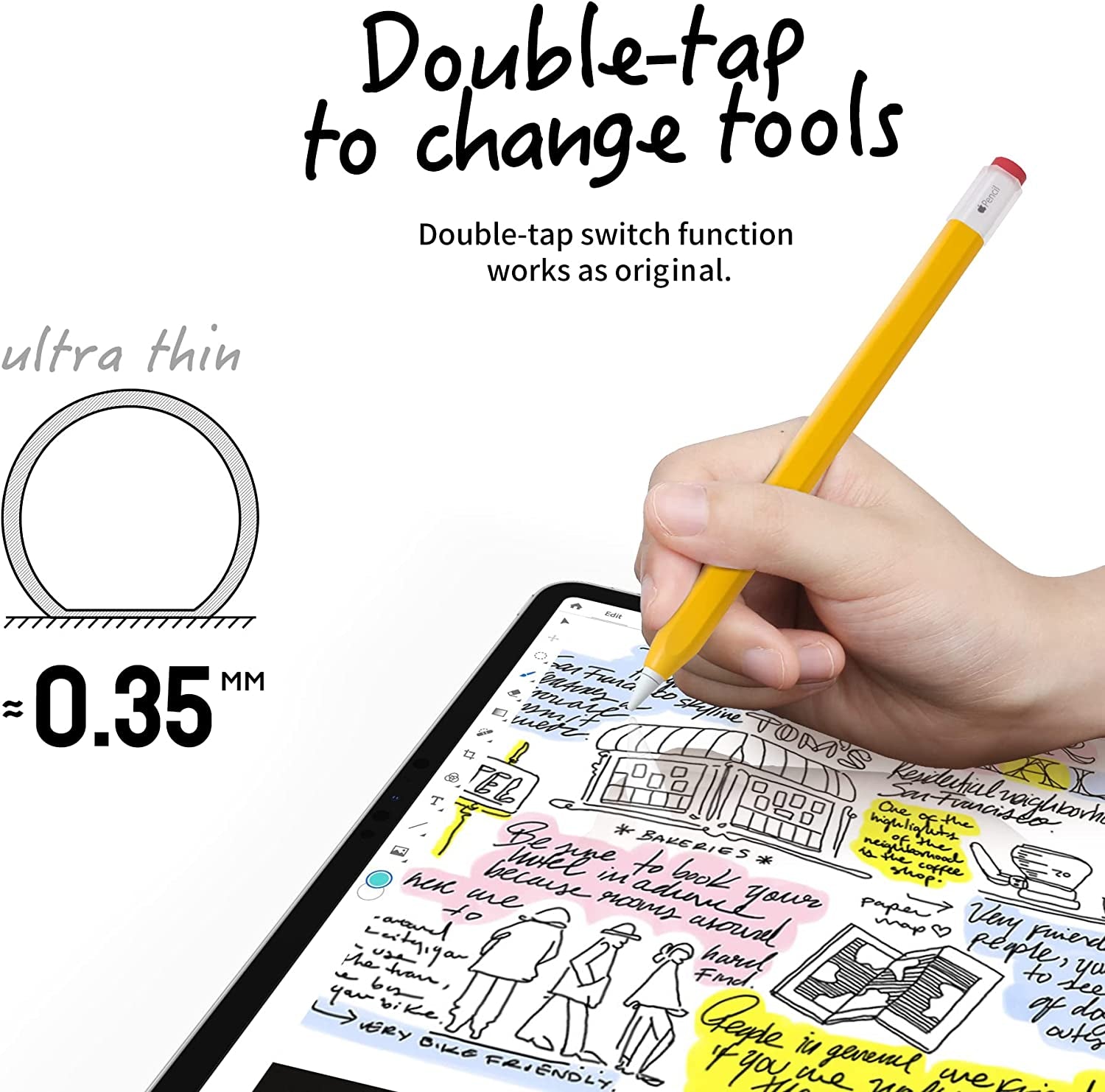 ELETIUO Silicone Case for Apple Pencil 2Nd Generaion Cover,Protective Holder Grip Sleeve with Cap Accessories Compatible for Ipad Pro 11 12.9 Inch,Yellow  Litumfen   